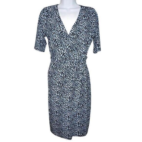 Ann Taylor Women's Blue/Black Mock Wrap Dress Sz S (1249) - Picture 1 of 6